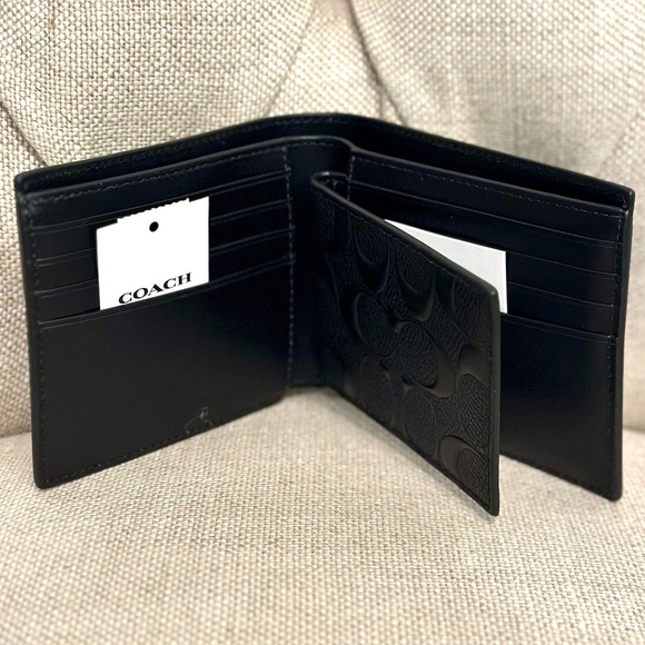 NEW Coach 3 in 1 Men Wallet Signature Leather Smooth Leather/Black CR957 NWT - Picture 5 of 9
